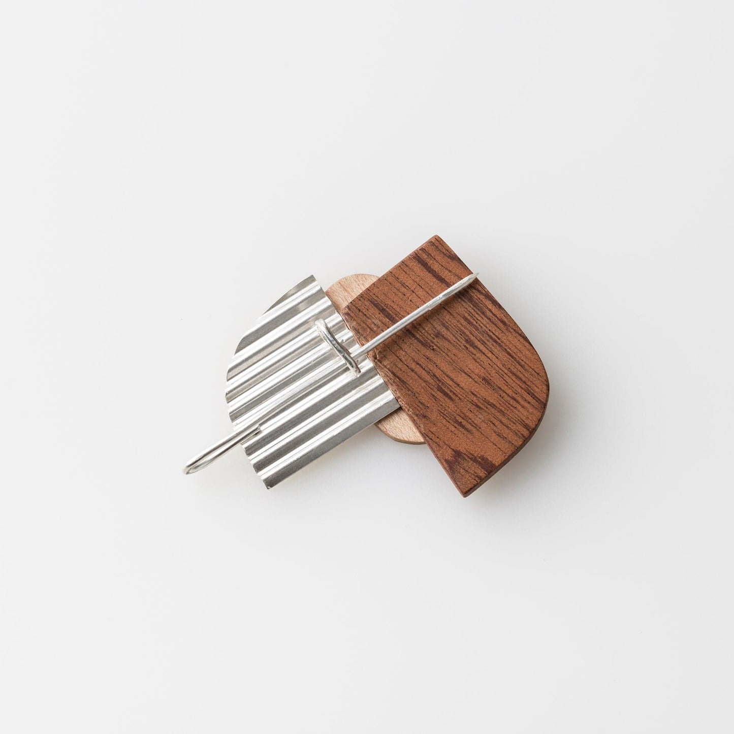 PRIORMADE Brooch Bauhaus Wood and Eco Silver Brooch Pin - #8