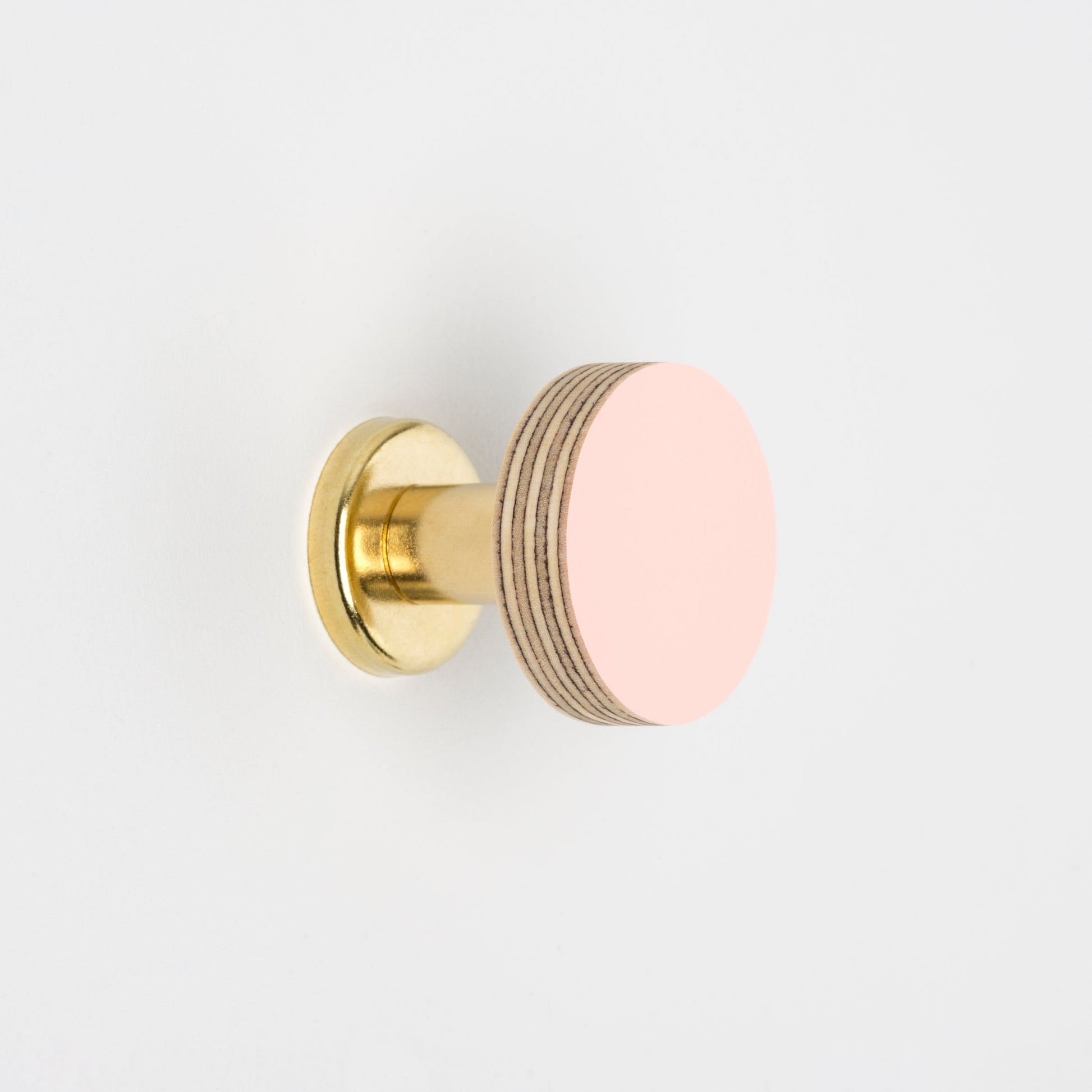 Priormade Cabinet Knob Birch & Brass Knob in Blush Pink