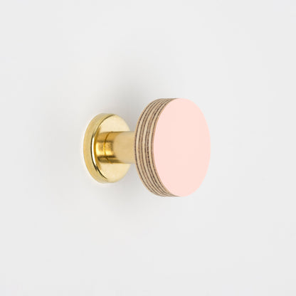 Priormade Cabinet Knob Birch & Brass Knob in Blush Pink