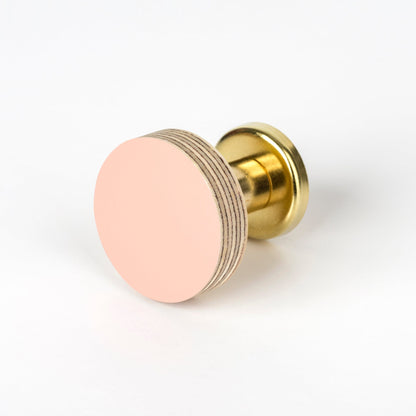 Priormade Cabinet Knob Birch & Brass Knob in Blush Pink