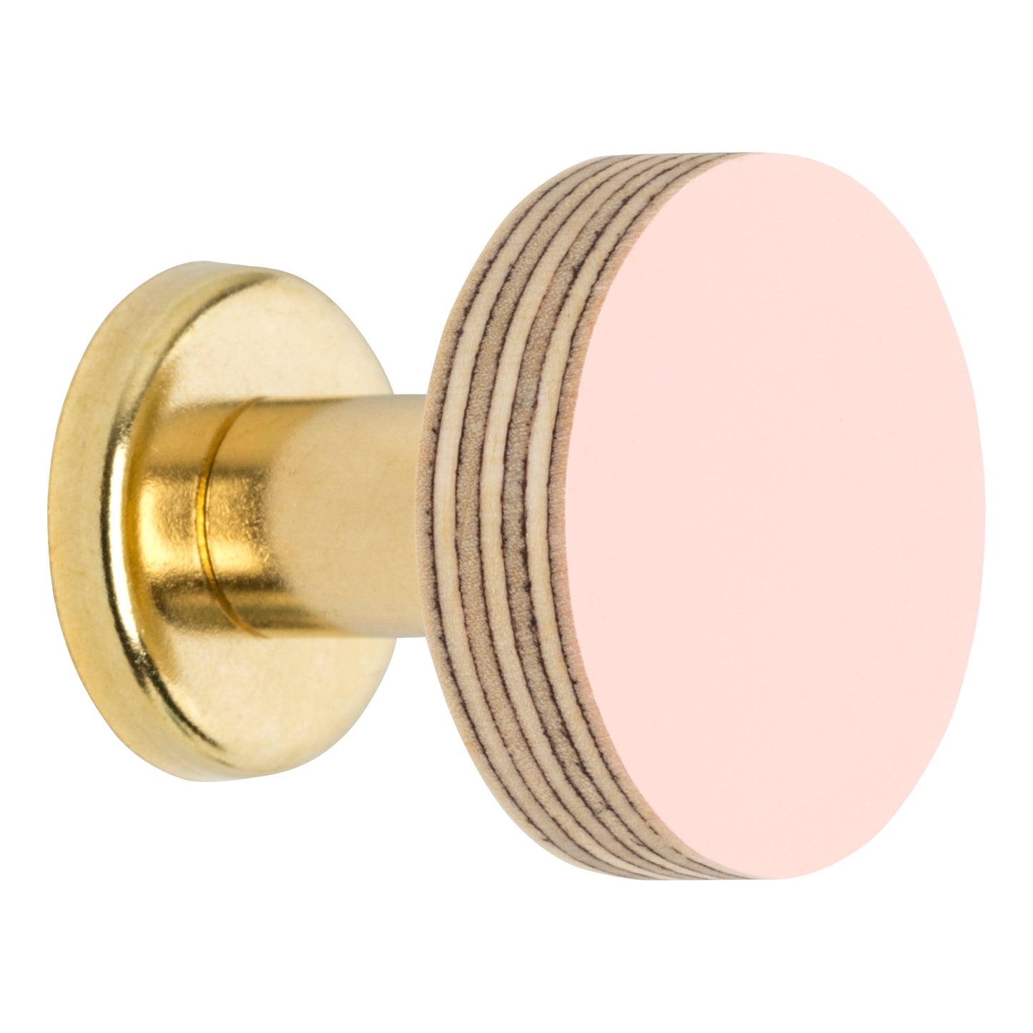 Priormade Cabinet Knob Birch & Brass Knob in Blush Pink