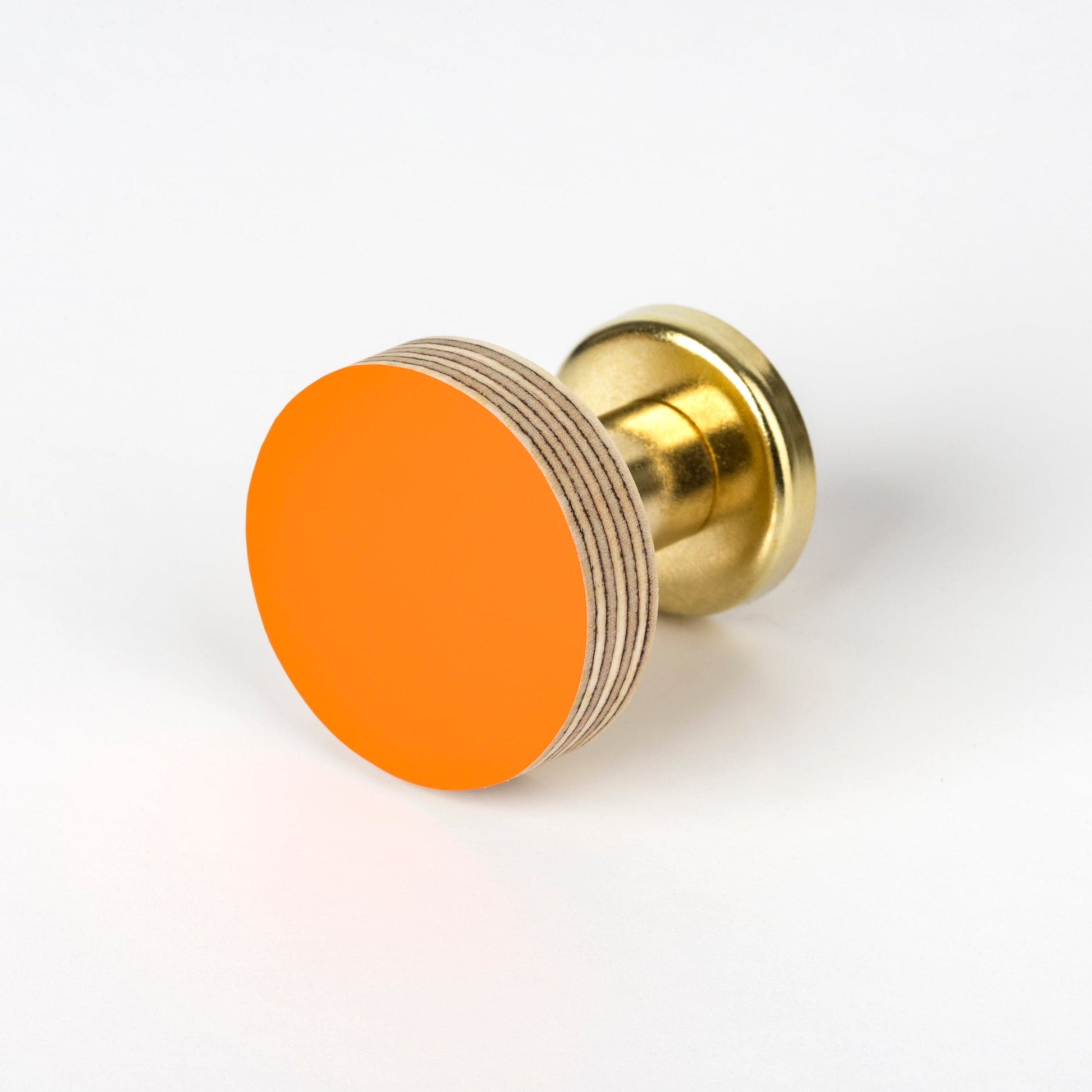 Priormade Cabinet Knob Birch & Brass Knob in Bright Orange