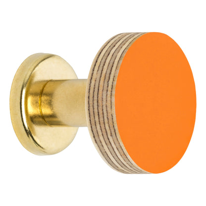 Priormade Cabinet Knob Birch & Brass Knob in Bright Orange