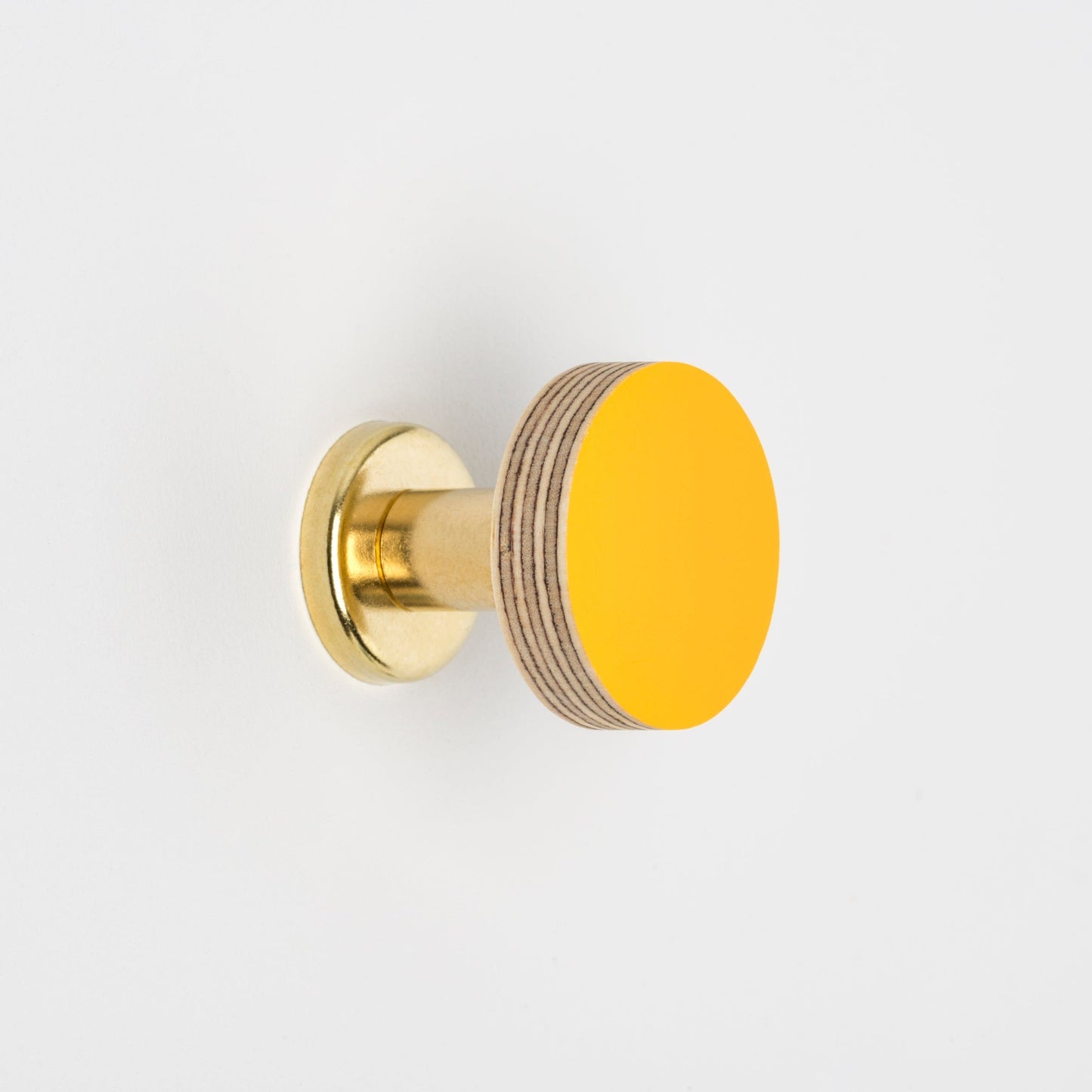 Priormade Cabinet Knob Birch & Brass Knob in Bright Yellow