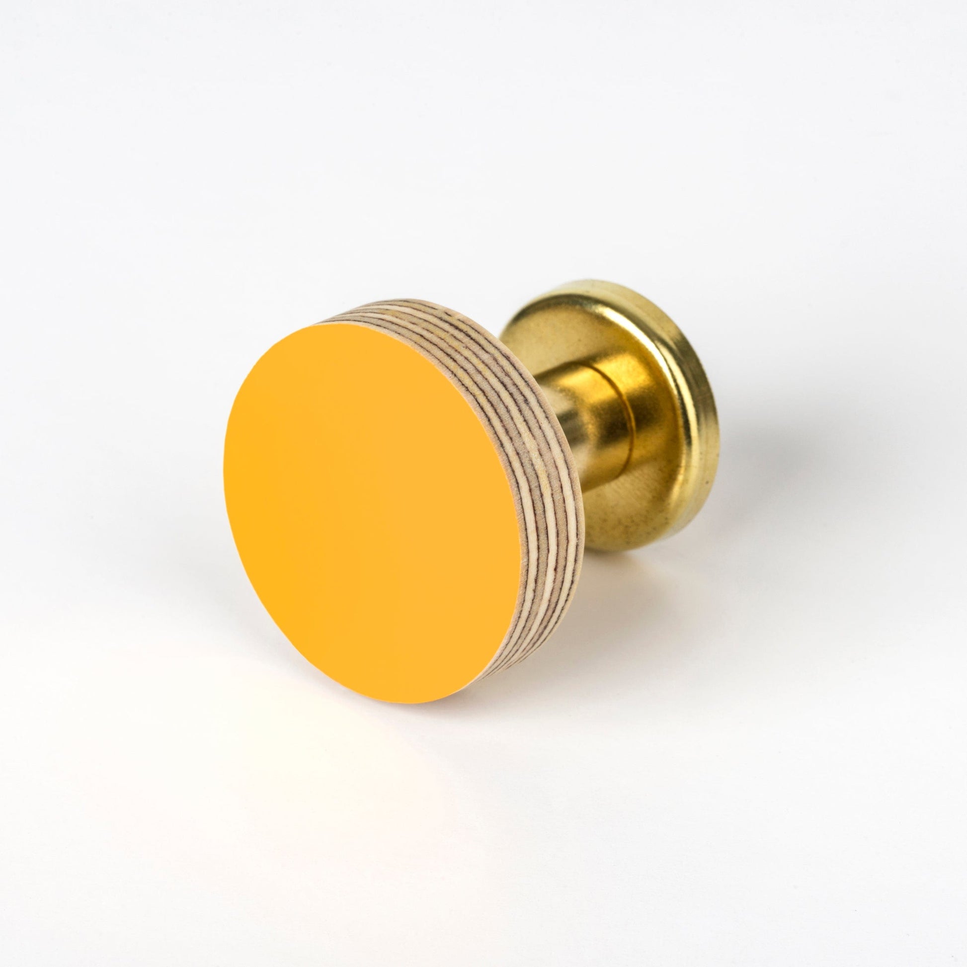 Priormade Cabinet Knob Birch & Brass Knob in Bright Yellow