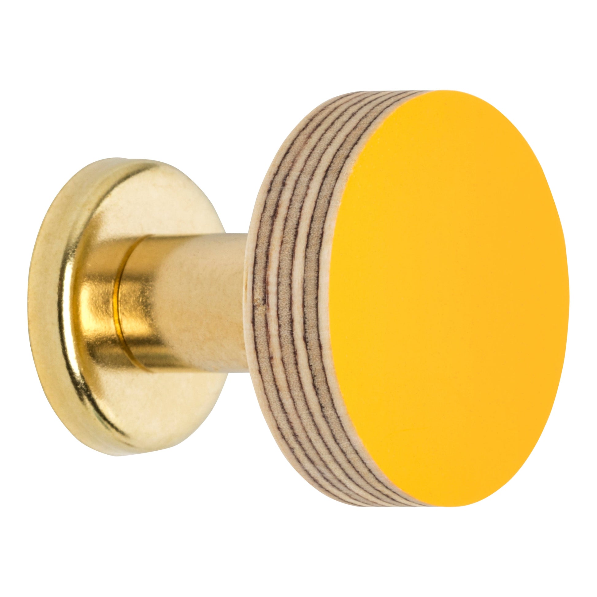 Priormade Cabinet Knob Birch & Brass Knob in Bright Yellow