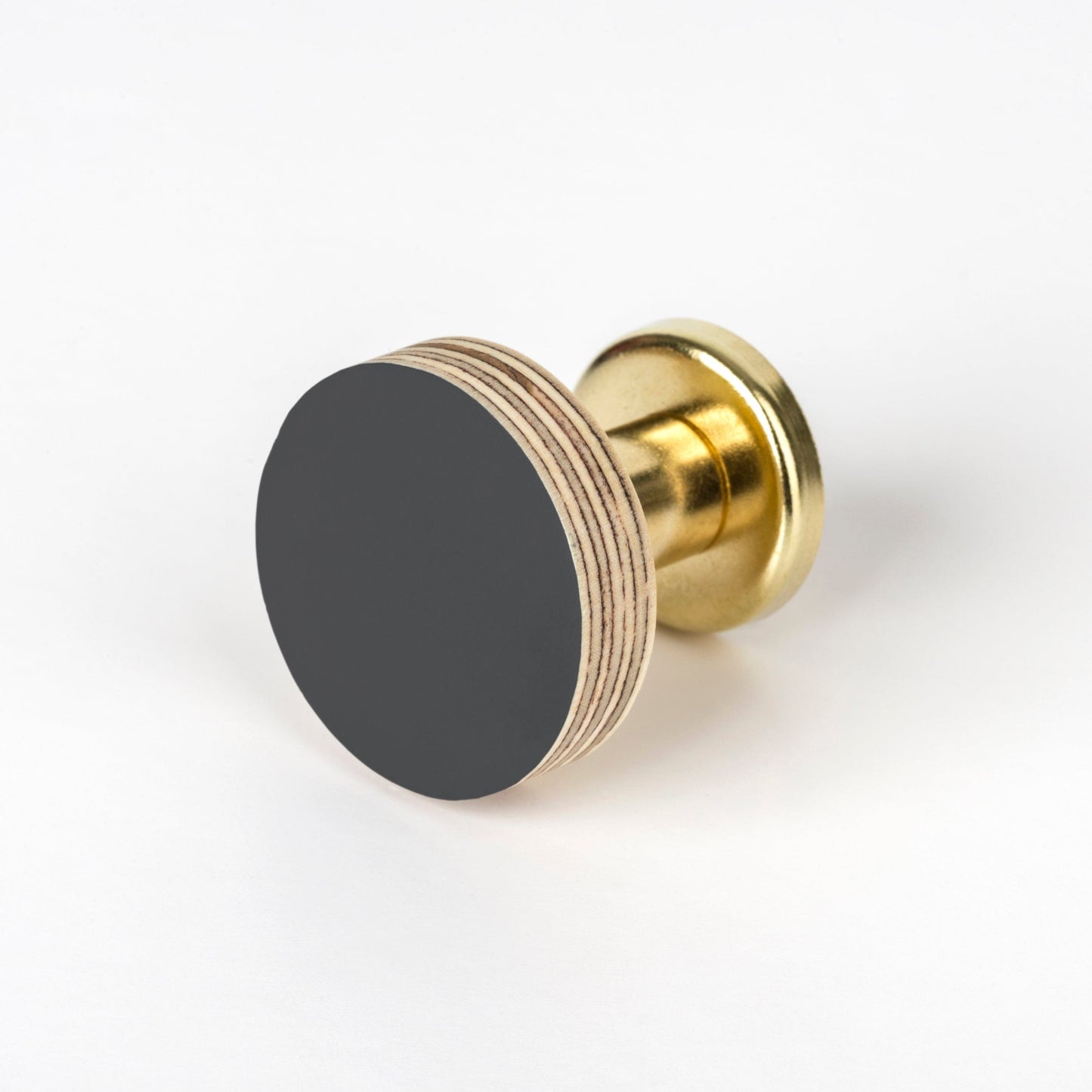 Priormade Cabinet Knob Birch & Brass Knob in Charcoal