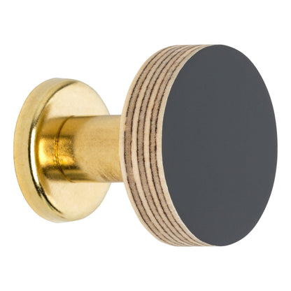 Priormade Cabinet Knob Birch & Brass Knob in Charcoal