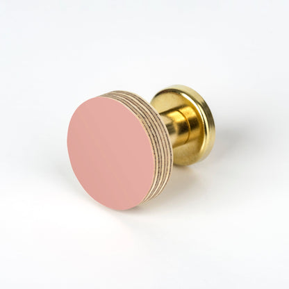 Priormade Cabinet Knob Birch & Brass Knob in Dusty Pink