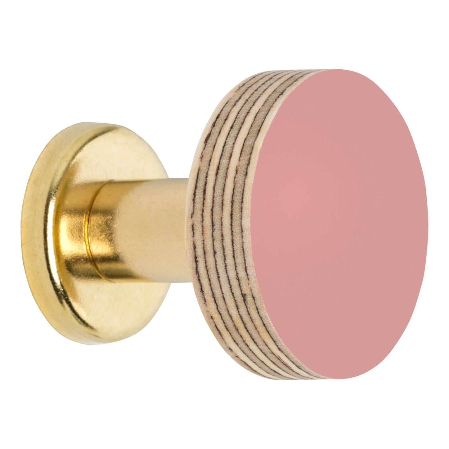 Priormade Cabinet Knob Birch & Brass Knob in Dusty Pink