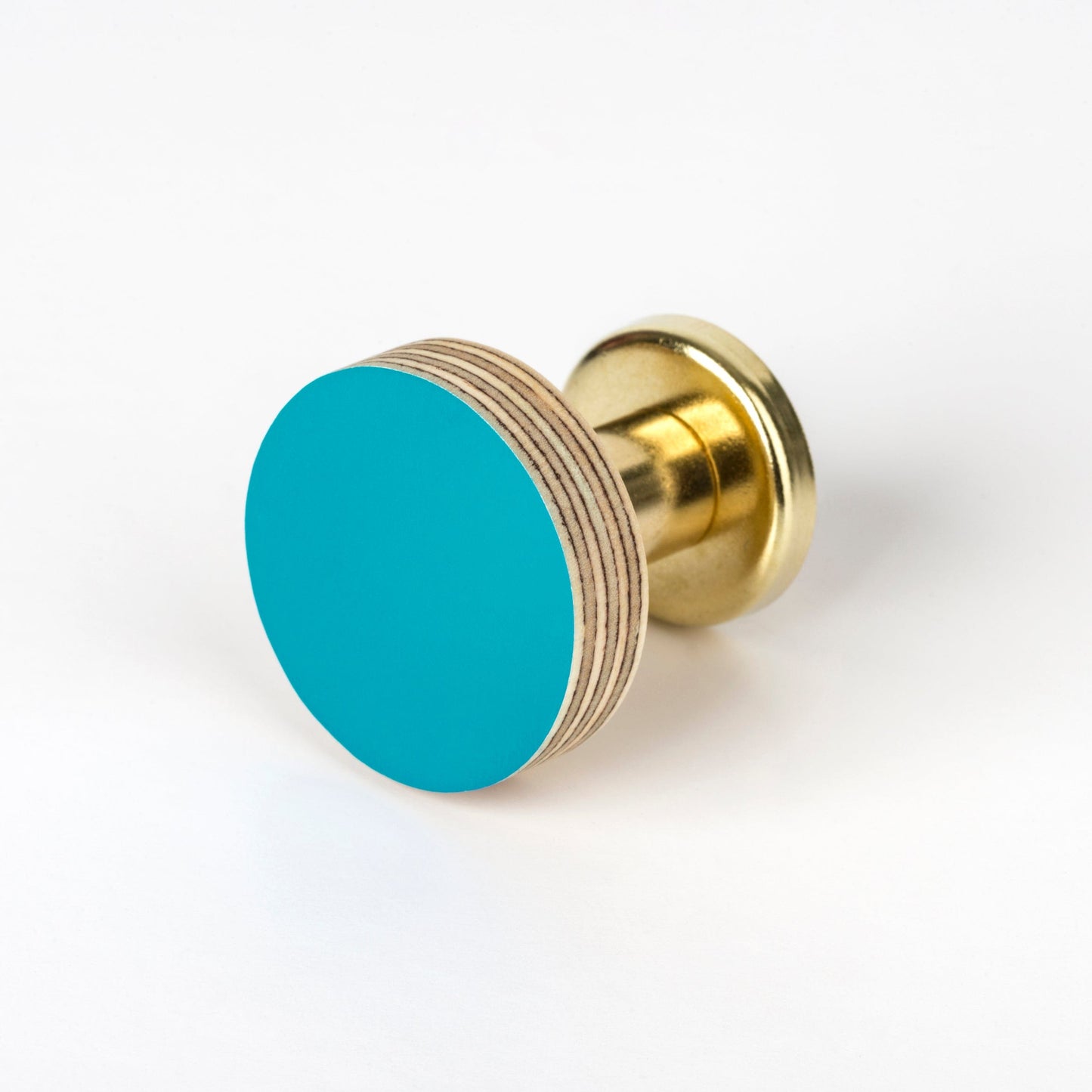 Priormade Cabinet Knob Birch & Brass Knob in Peacock Blue