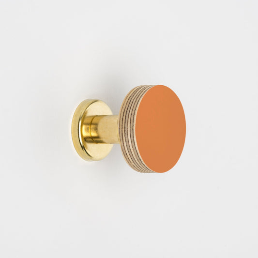 Priormade Cabinet Knob Birch & Brass Knob in Rust Orange