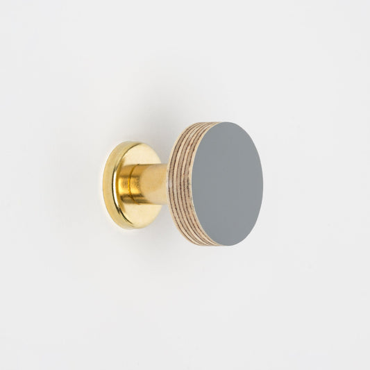 Priormade Cabinet Knob Birch & Brass Knob in Smoke Grey