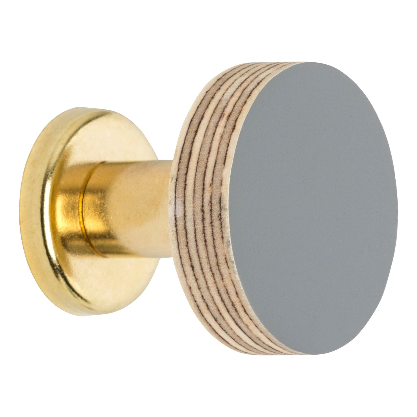 Priormade Cabinet Knob Birch & Brass Knob in Smoke Grey