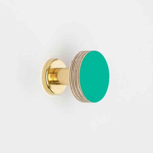 Priormade Cabinet Knob Birch & Brass Knob in Turquoise