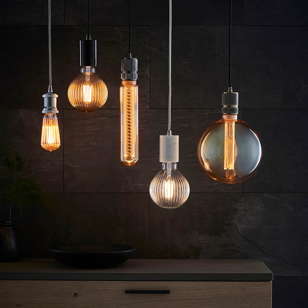 PRIORMADE Light Bulb Statement Filament Bulb  - Striped Glass Effect (LED)