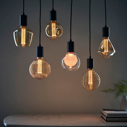 PRIORMADE Light Bulb Statement Filament Bulb  - Striped Glass Effect (LED)