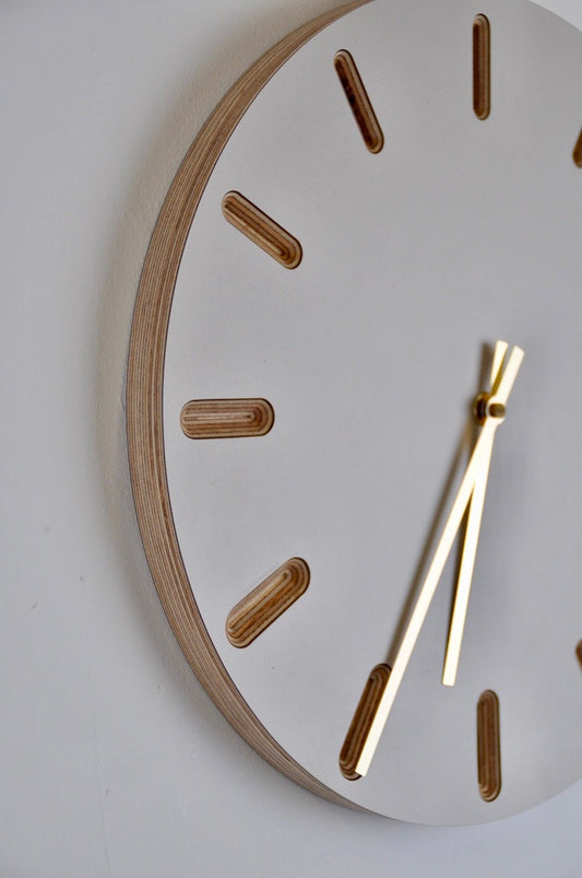 PRIORMADE Minimal Wooden Wall Clock - Light Grey (black or brass hands available)