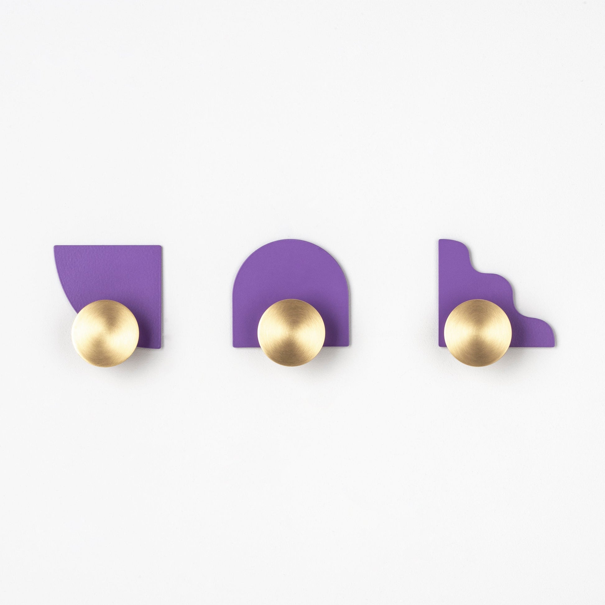 PRIORMADE Wall Hook Modern Wall Hooks in Deep Lavender (Set of 3)