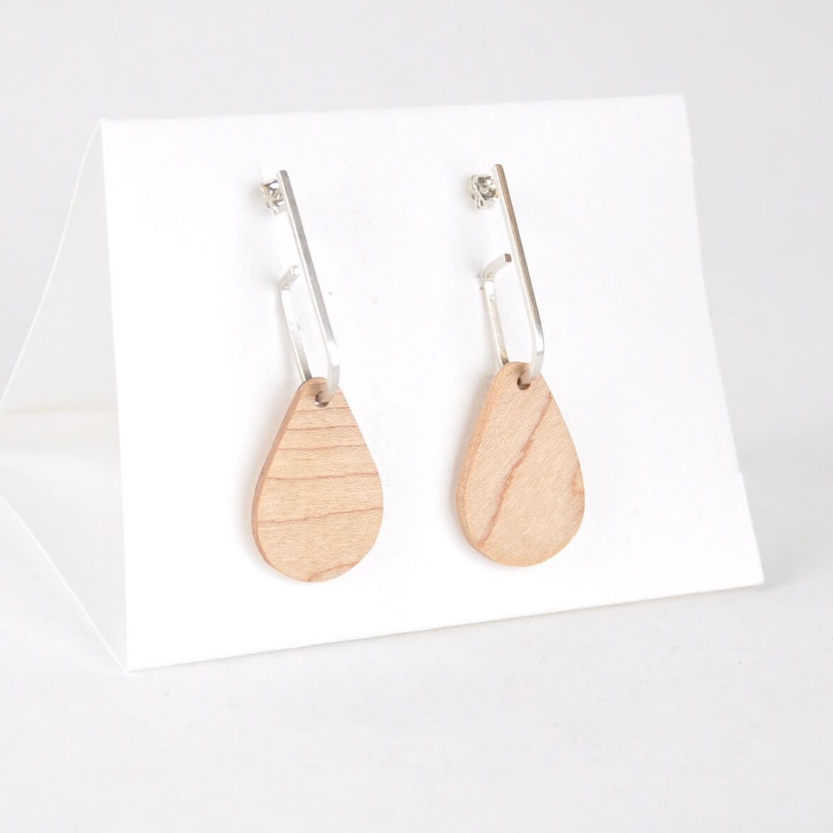 Priormade Wooden Earrings c - Maple ‘Jay x Wood ’ - Eco Silver and Reclaimed Wooden Earrings (multiple styles)