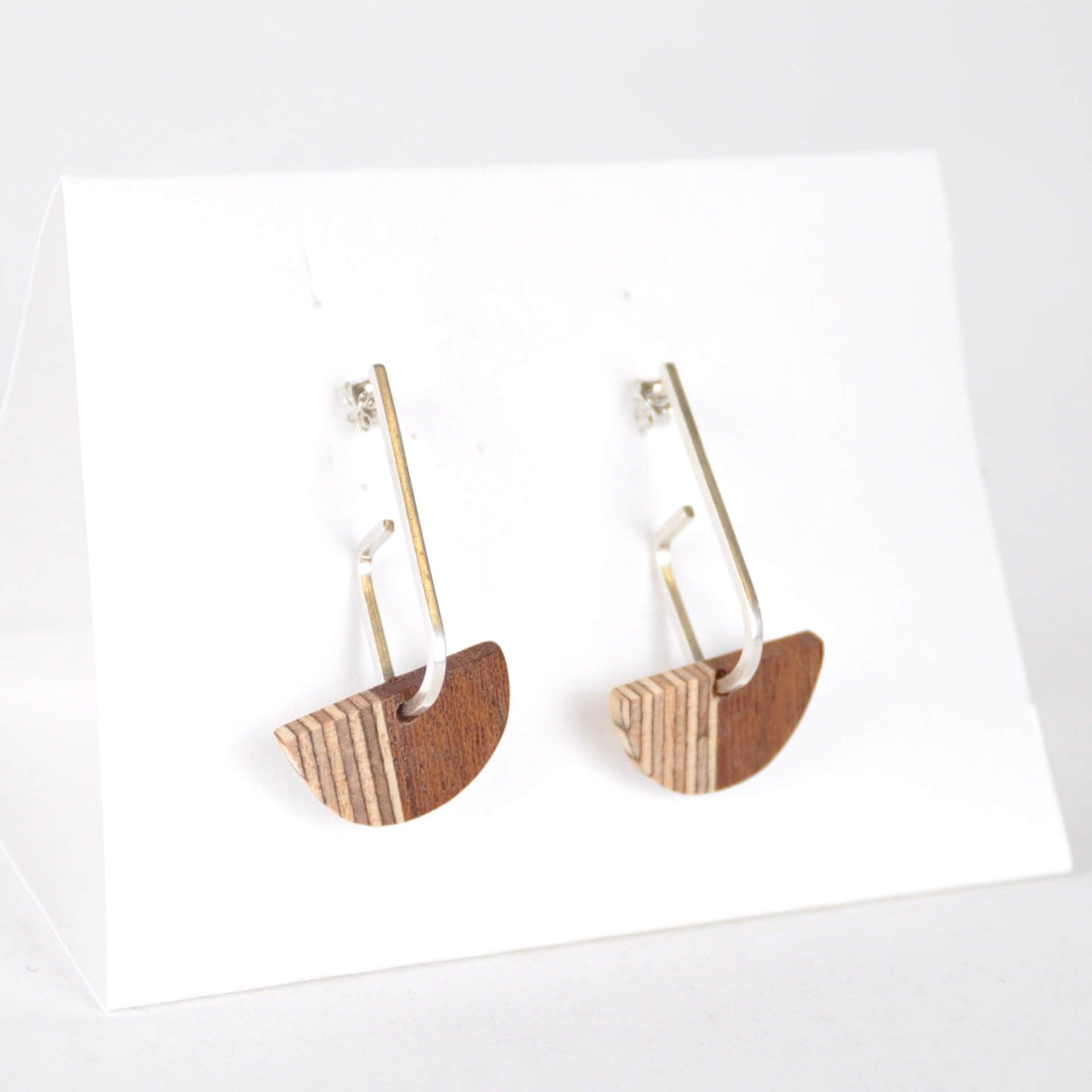 Priormade Wooden Earrings Ipe x Birch Ply ‘Jay x Wood ’ - Eco Silver and Reclaimed Wooden Earrings (multiple styles)