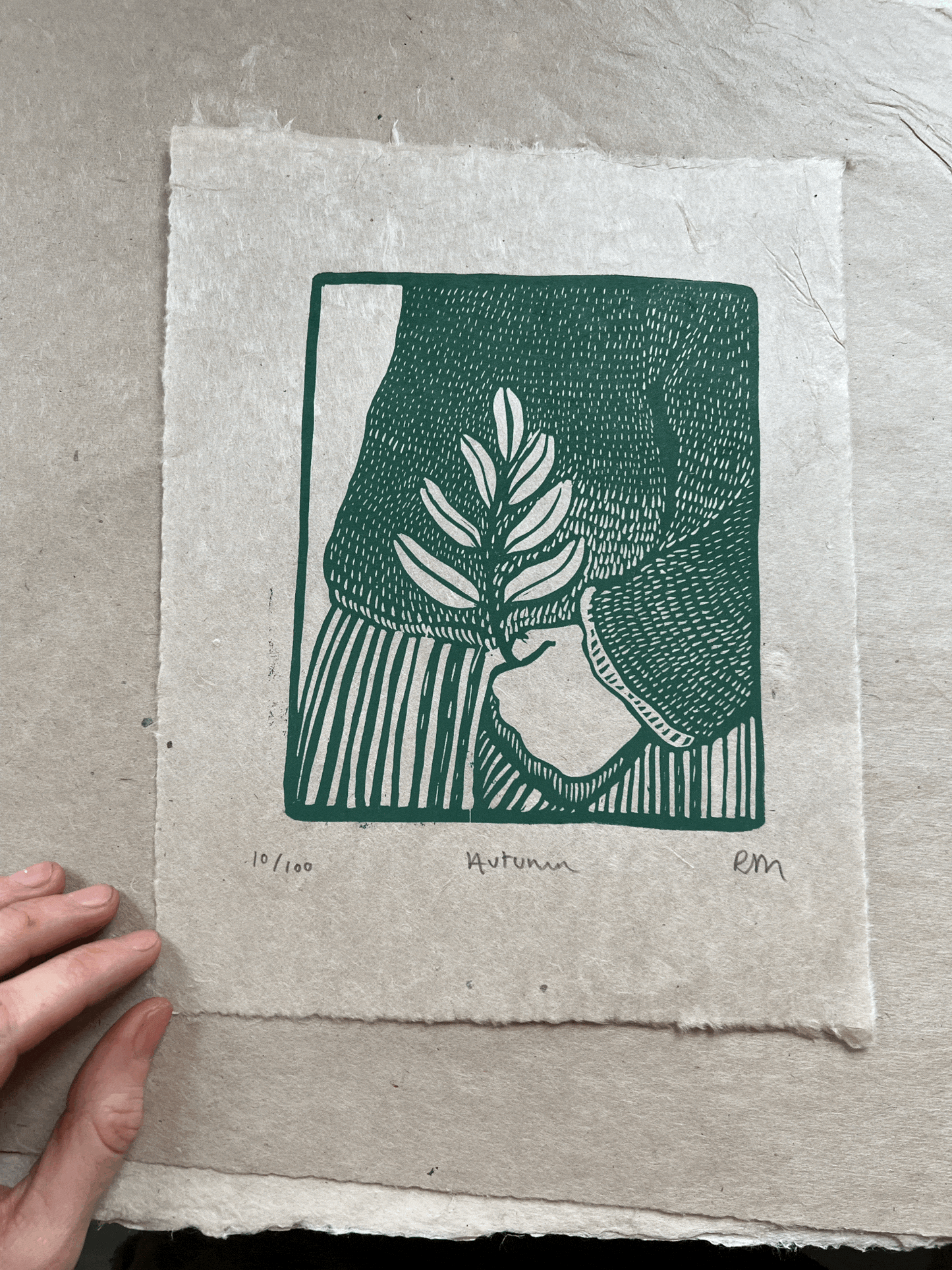 Rosanna Morris Print 'Autumn' Lino Cut Print