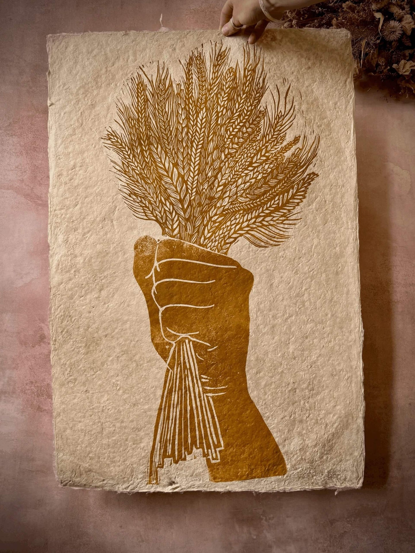 Rosanna Morris Prints Wheat - Linocut print (Ochre)