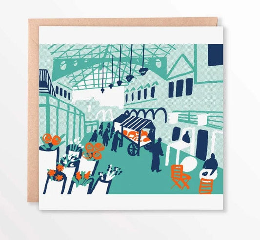 Sarah Martin Illustration Greetings Card Square St Nicks Market Greetings Card