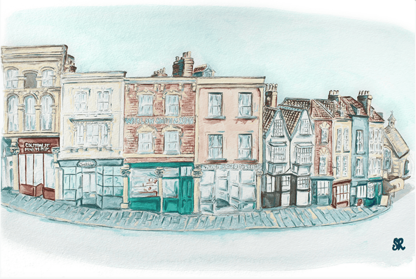 Susie Ramsey Art Greetings Card Colston Street, Bristol Greetings Card of Bristol Scenes (various designs)