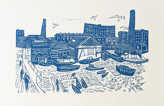 Victoria Wilmott Print 35cm x 25cm Underfall Yard, Original Linocut Print