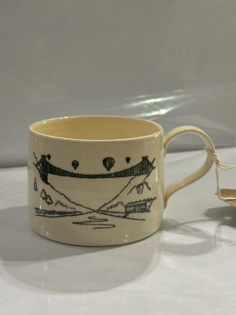 Wendy Calder Ceramics Ceramics Illustration Bristol Clifton Suspension Bridge - MONOPRINT With Balloons - Ceramic Mug