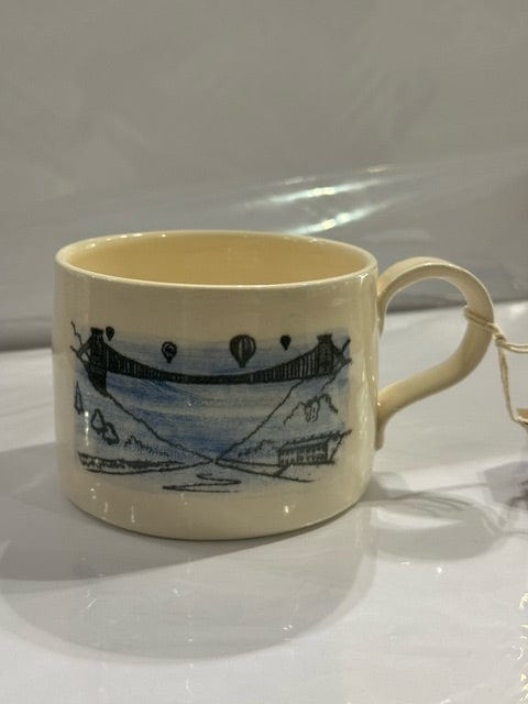 Wendy Calder Ceramics Ceramics Illustration with Blue Wash Glaze Bristol Clifton Suspension Bridge - MONOPRINT With Balloons - Ceramic Mug