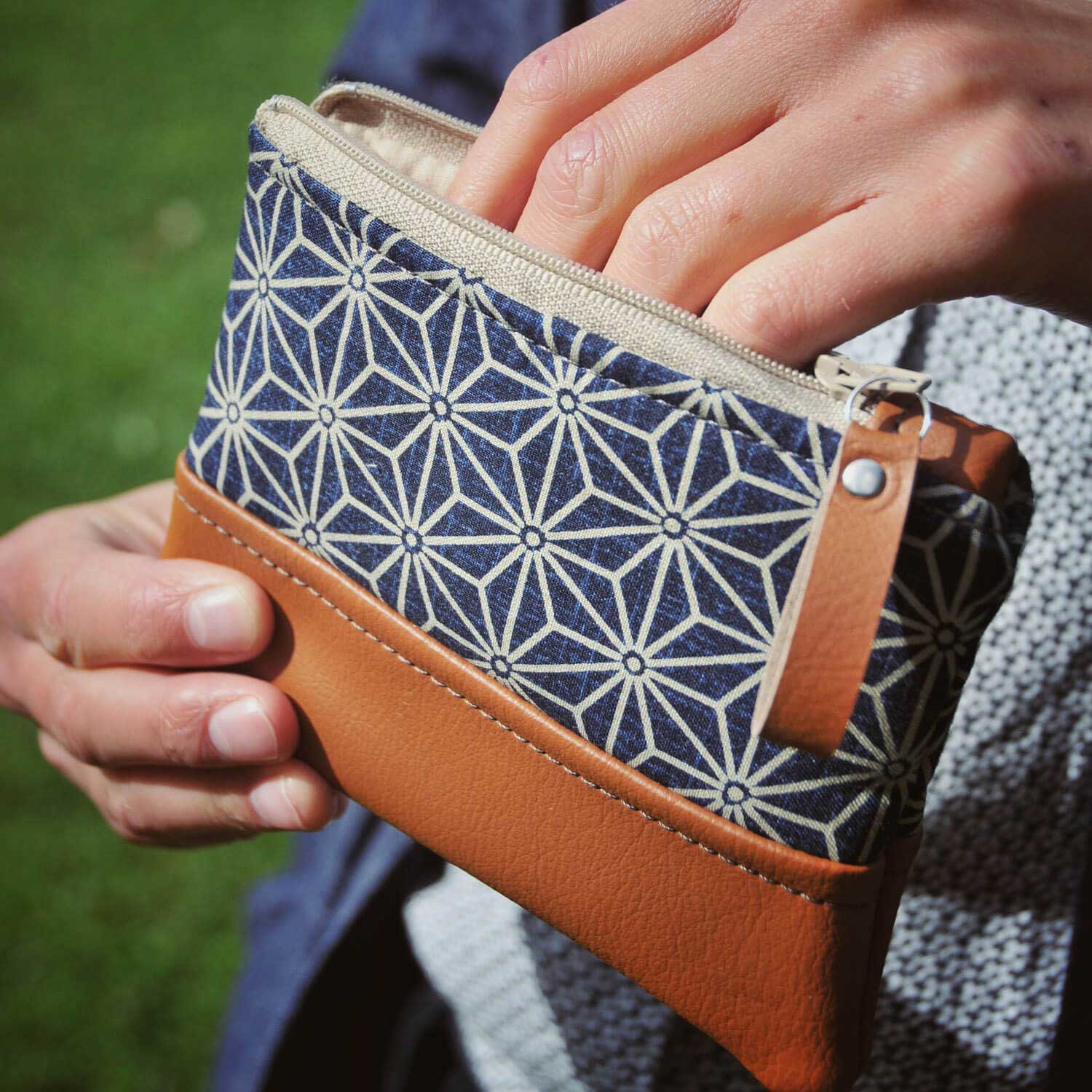 Blue leather coin clearance purse