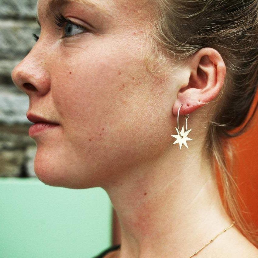 Lima Lima Earrings Brass Star Hoops