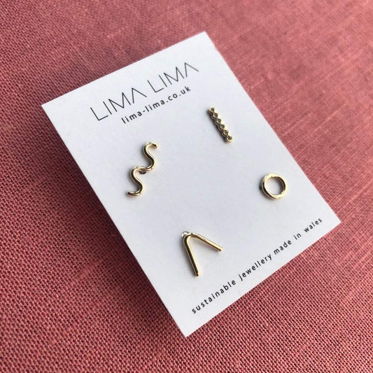 Lima Lima Earrings Lima Lima Random Studs  - EcoSilver and 14K Gold